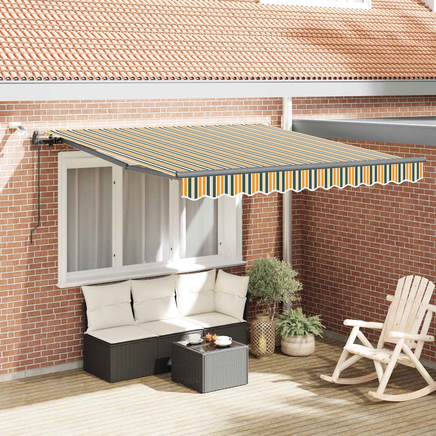 Tenda retrattile Verde e giallo 350 x 250 cm Poliestere | homemem39