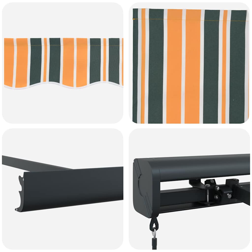 Tenda Retrattile Verde e Giallo 350 x 250 cm Tessuto e Metallo - homemem39