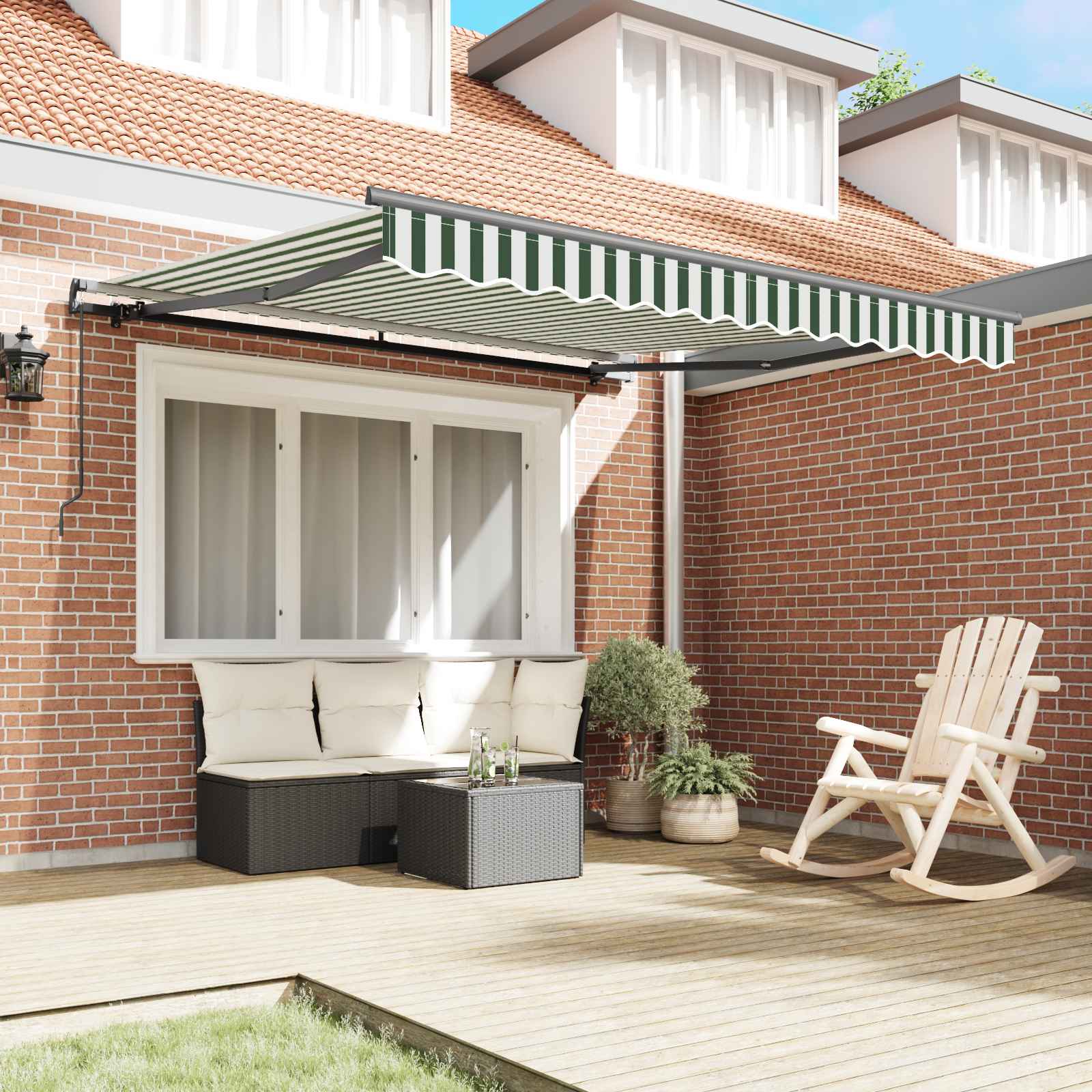 Tenda retrattile Verde e Bianco 350 x 250 cm | homemem39