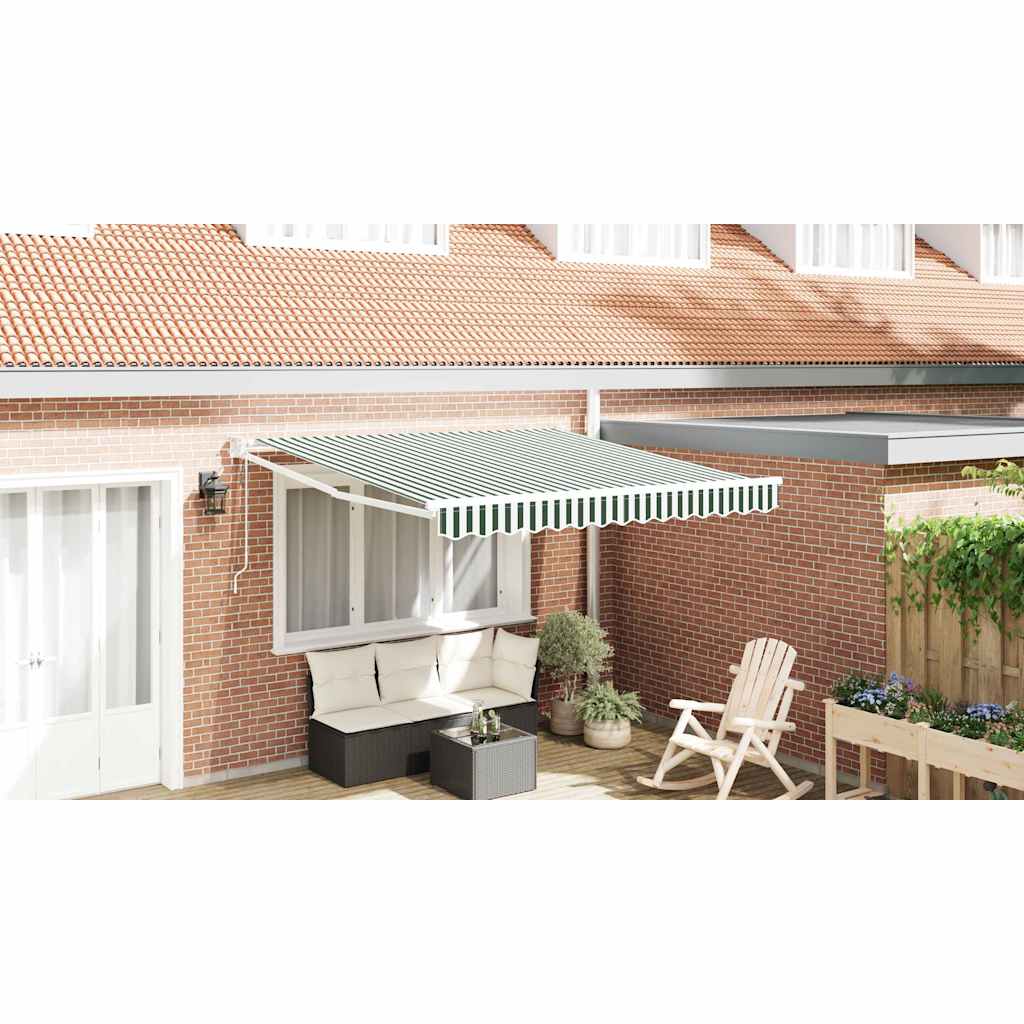 Tenda Retrattile Verde e Bianco 350 x 250 cm | homemem39