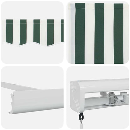 Tenda Retrattile Verde e Bianco 350 x 250 cm Tessuto e Metallo | homemem39