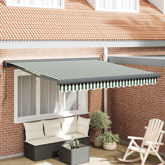 Tenda retrattile Verde e Bianco 350 x 250 x 165 cm
