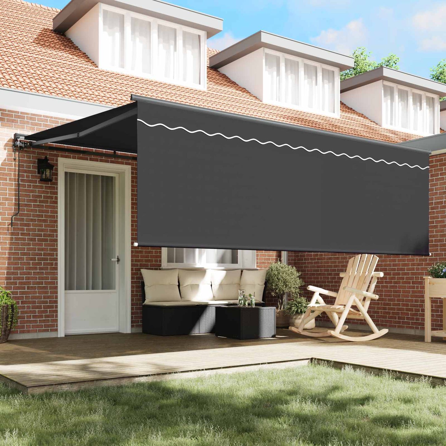 Tenda Retrattile Antracite 400 × 300 cm Poliestere e Alluminio