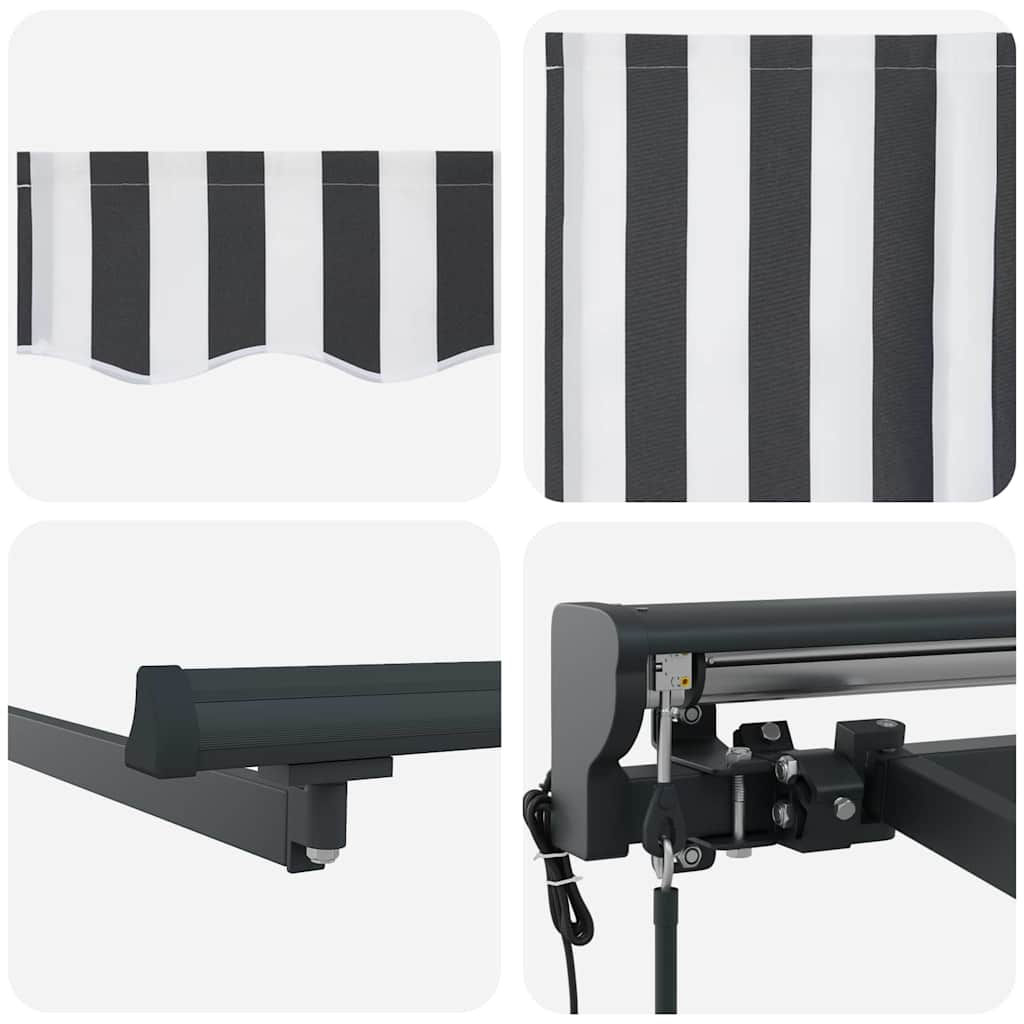 Tenda Retrattile Antracite e Bianco 400x300 cm Tessuto