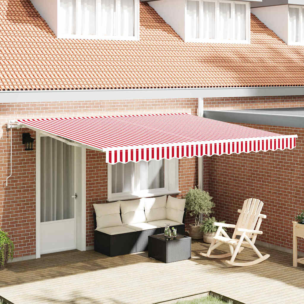 Tenda Retrattile 400 × 300 cm Rosso e bianco - homemem39