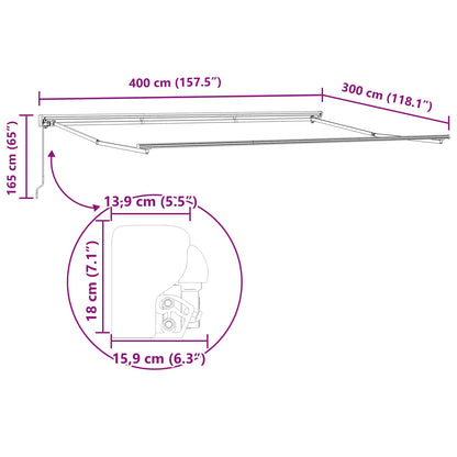 Tenda Retrattile Rosso e Bianco 400 × 300 cm