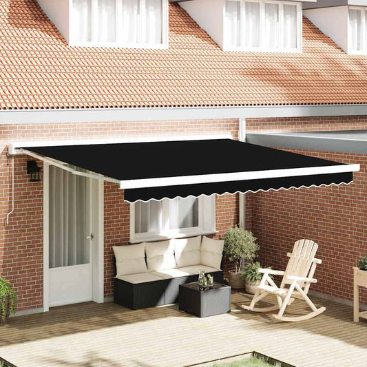 Tenda Retrattile Nero 400 ×300 cm Tessuto e Metallo - homemem39
