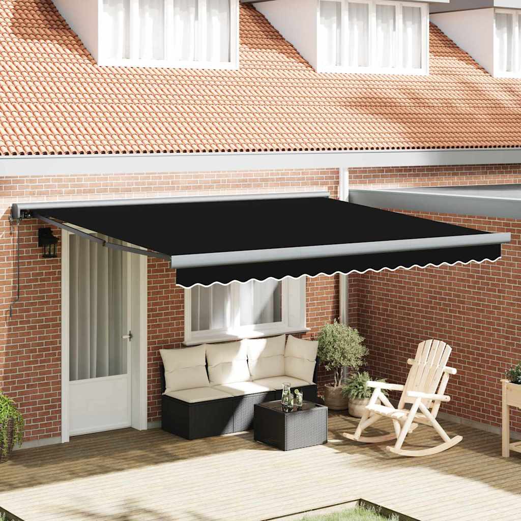 Tenda Retrattile Nero 400 × 300 cm Tessuto, Metallo - homemem39