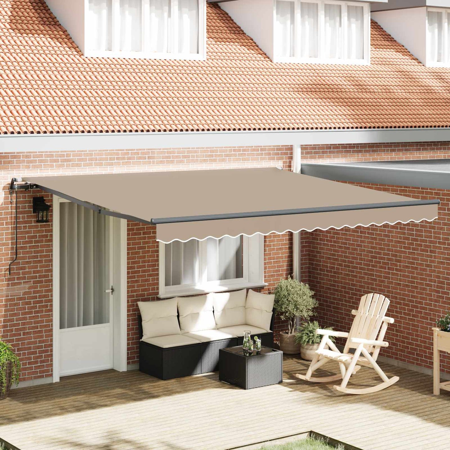 Tenda retrattile Beige 400 × 300 cm Tessuto e Alluminio | homemem39