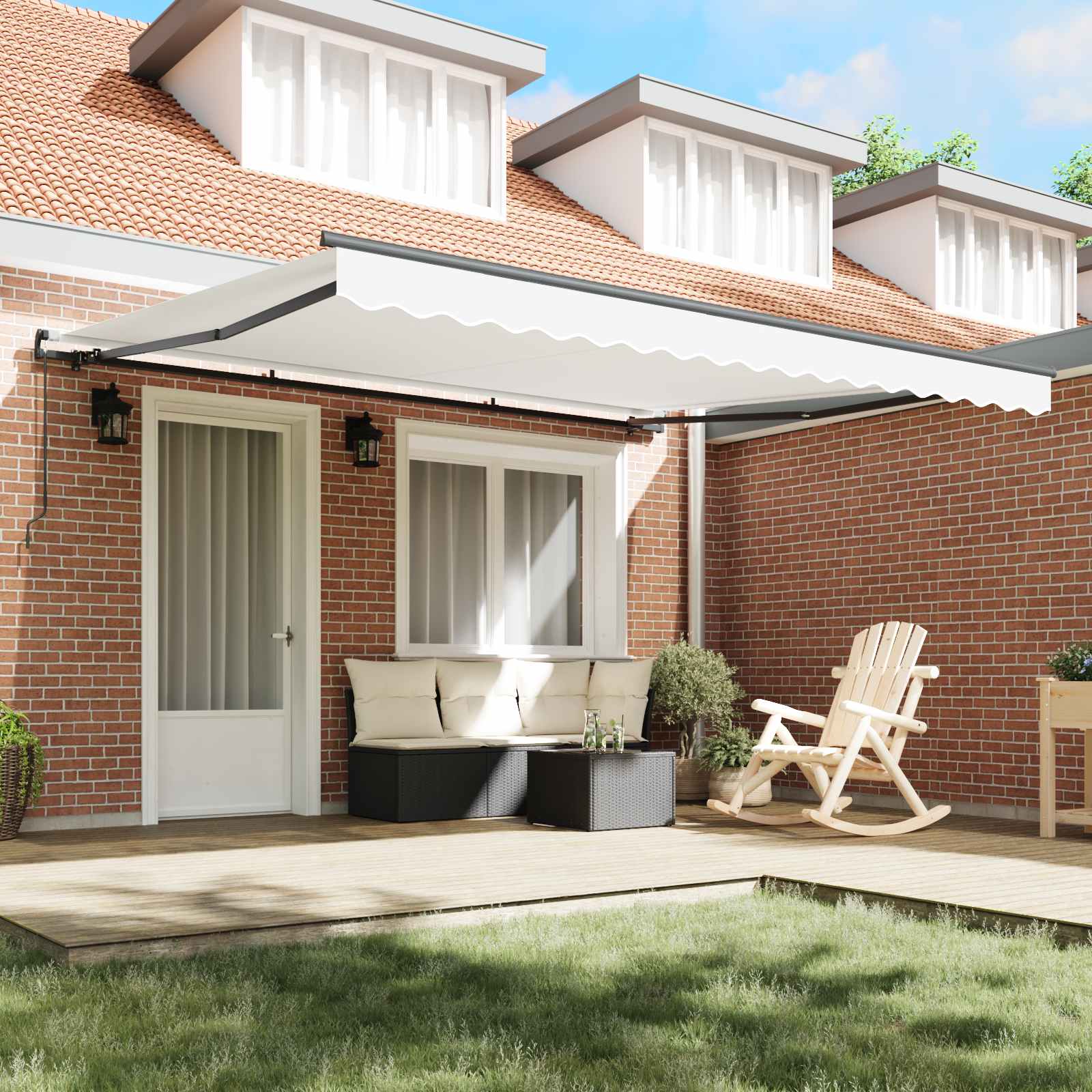 Tenda retrattile Bianco 400 × 300 cm Poliestere e Alluminio | homemem39