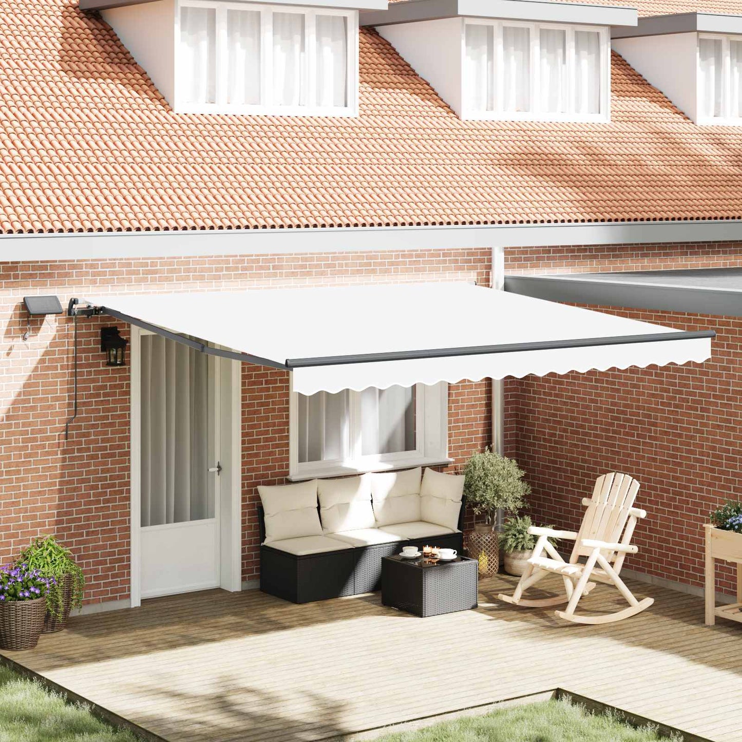 Tenda retrattile Bianco 400 × 300 cm Tessuto e Alluminio | homemem39