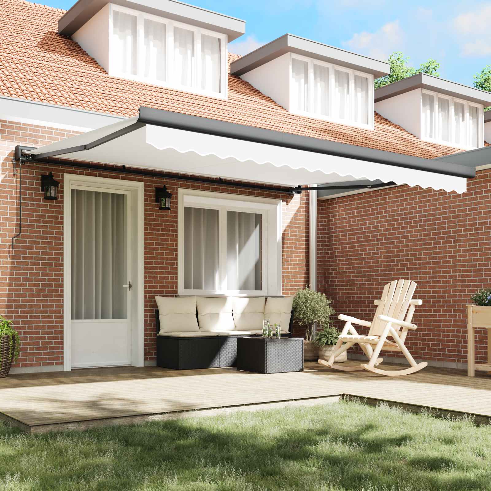 Tenda retrattile Bianco 400 × 300 cm Tessuto e Metallo | homemem39
