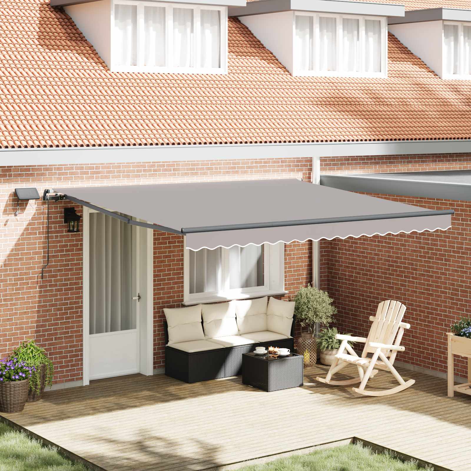 Tenda retrattile Grigio Chiaro 400 × 300 cm Tessuto e Alluminio | homemem39