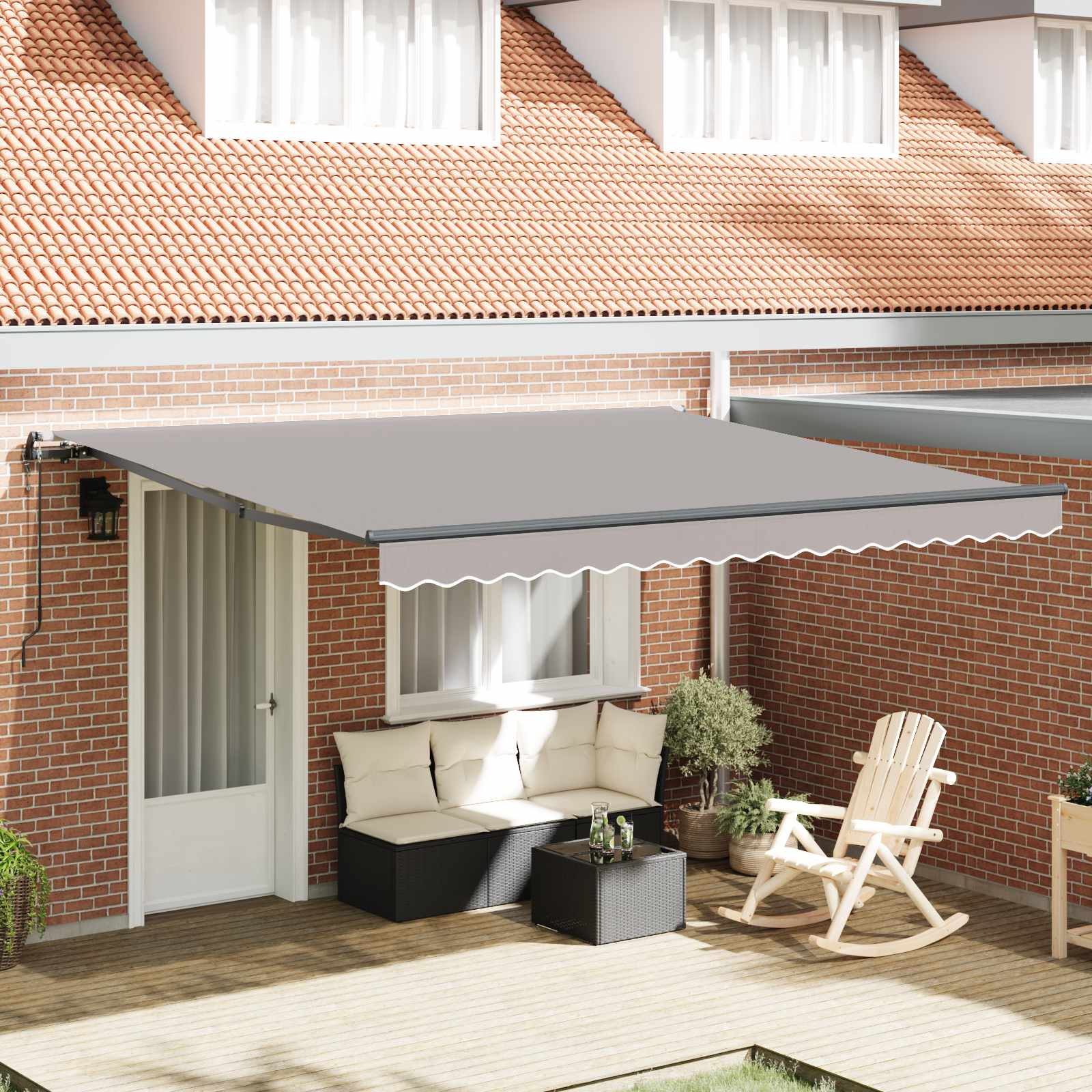 Tenda retrattile Grigio Chiaro 400 × 300 cm Tessuto e Alluminio | homemem39