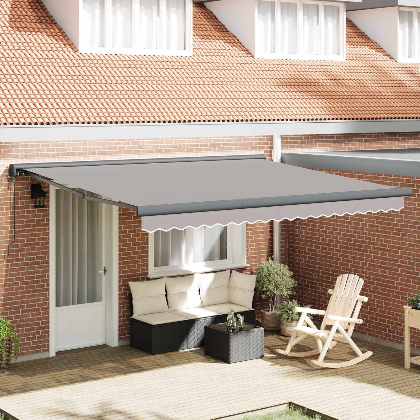 Tenda retrattile Grigio Chiaro 400 × 300 cm Tessuto e Metallo | homemem39
