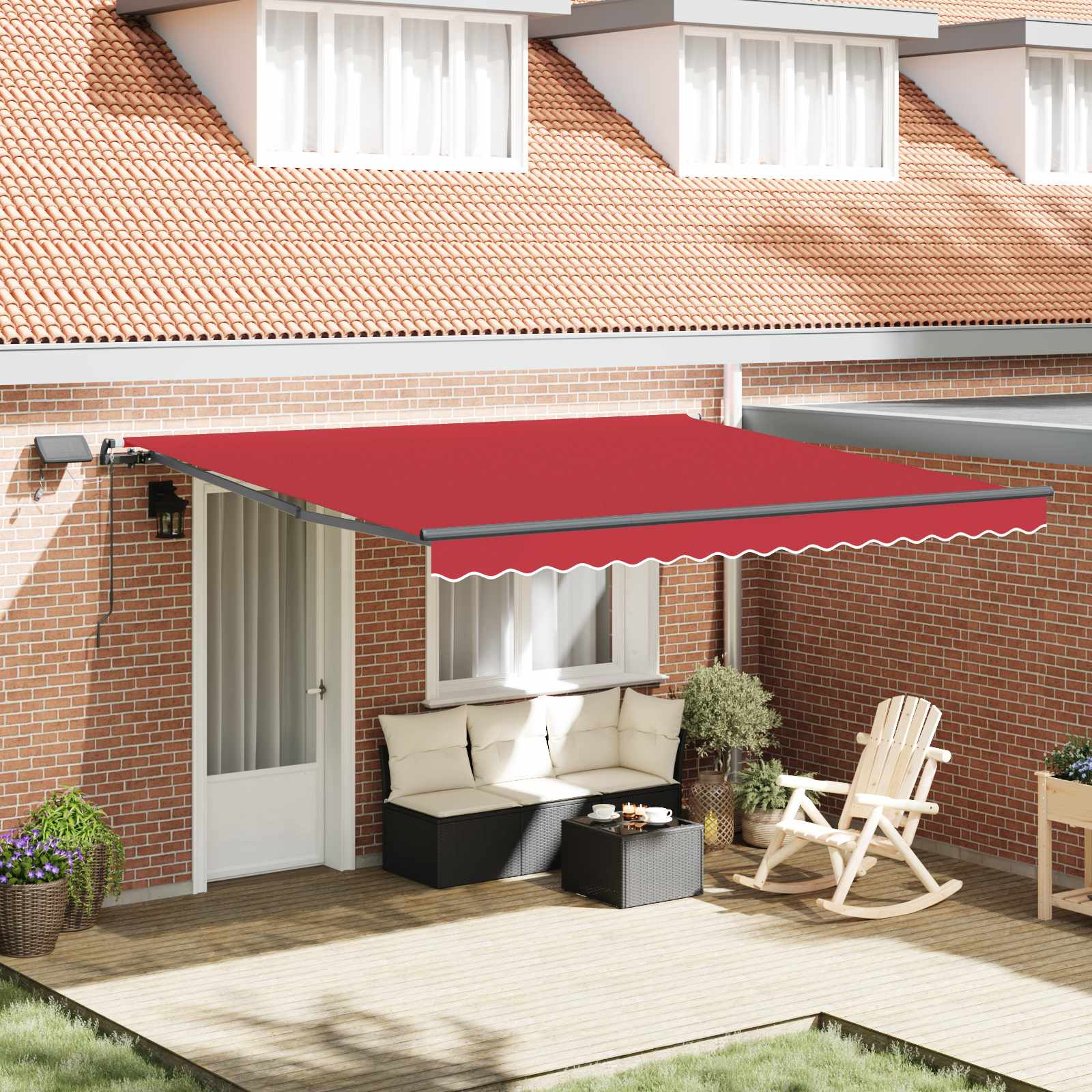 Tenda retrattile Rosso 400 × 300 cm Tessuto e Alluminio | homemem39