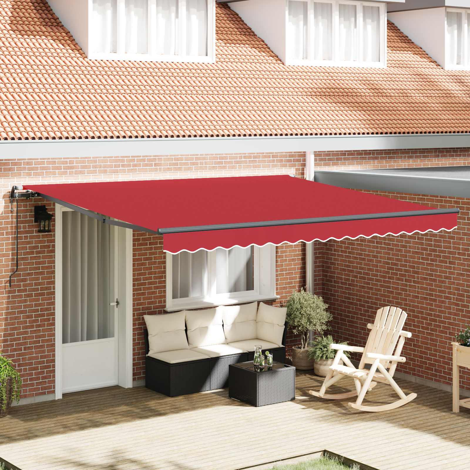 Tenda retrattile Rosso 400 × 300 cm Tessuto e Alluminio | homemem39