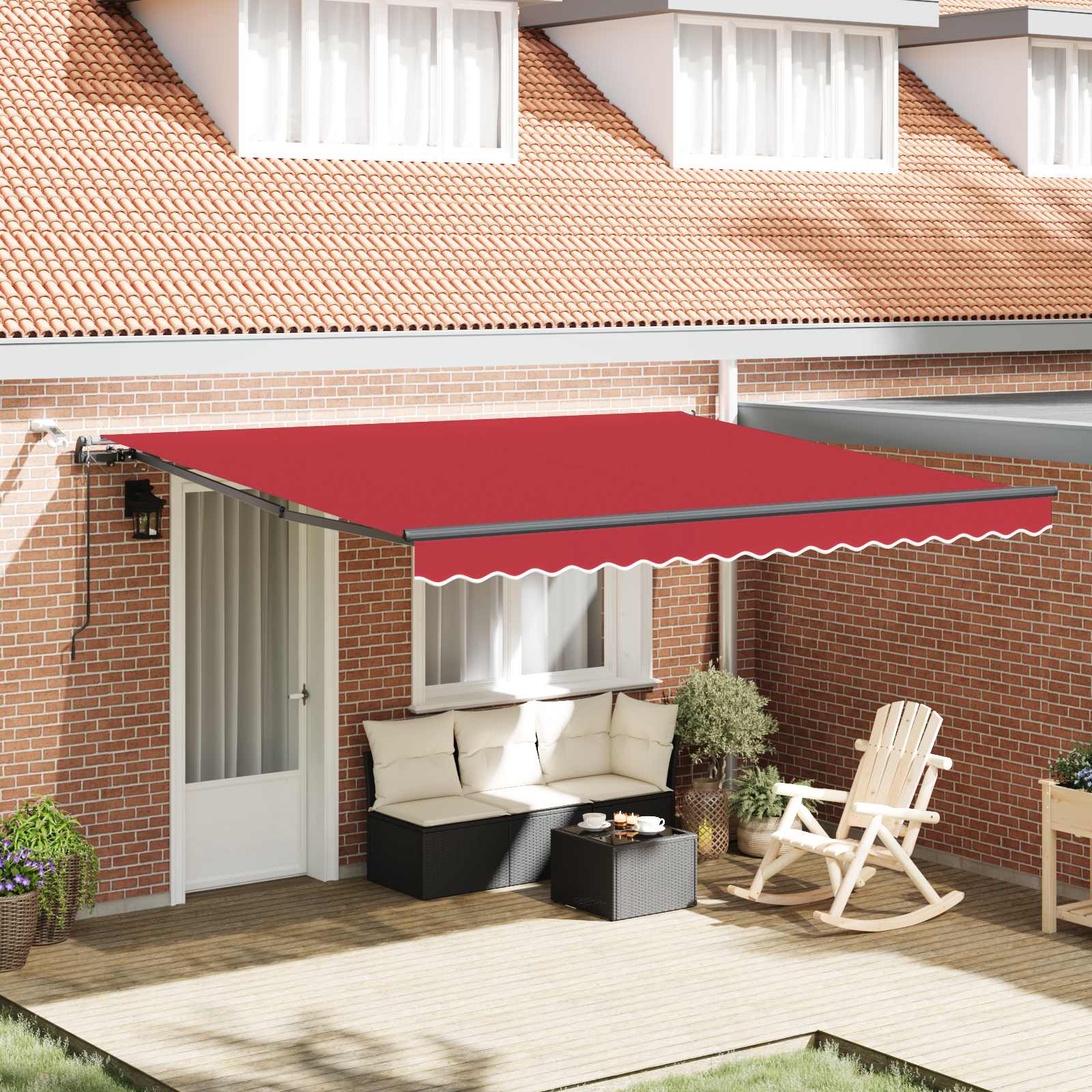 Tenda retrattile Rosso 400 × 300 cm Poliestere | homemem39