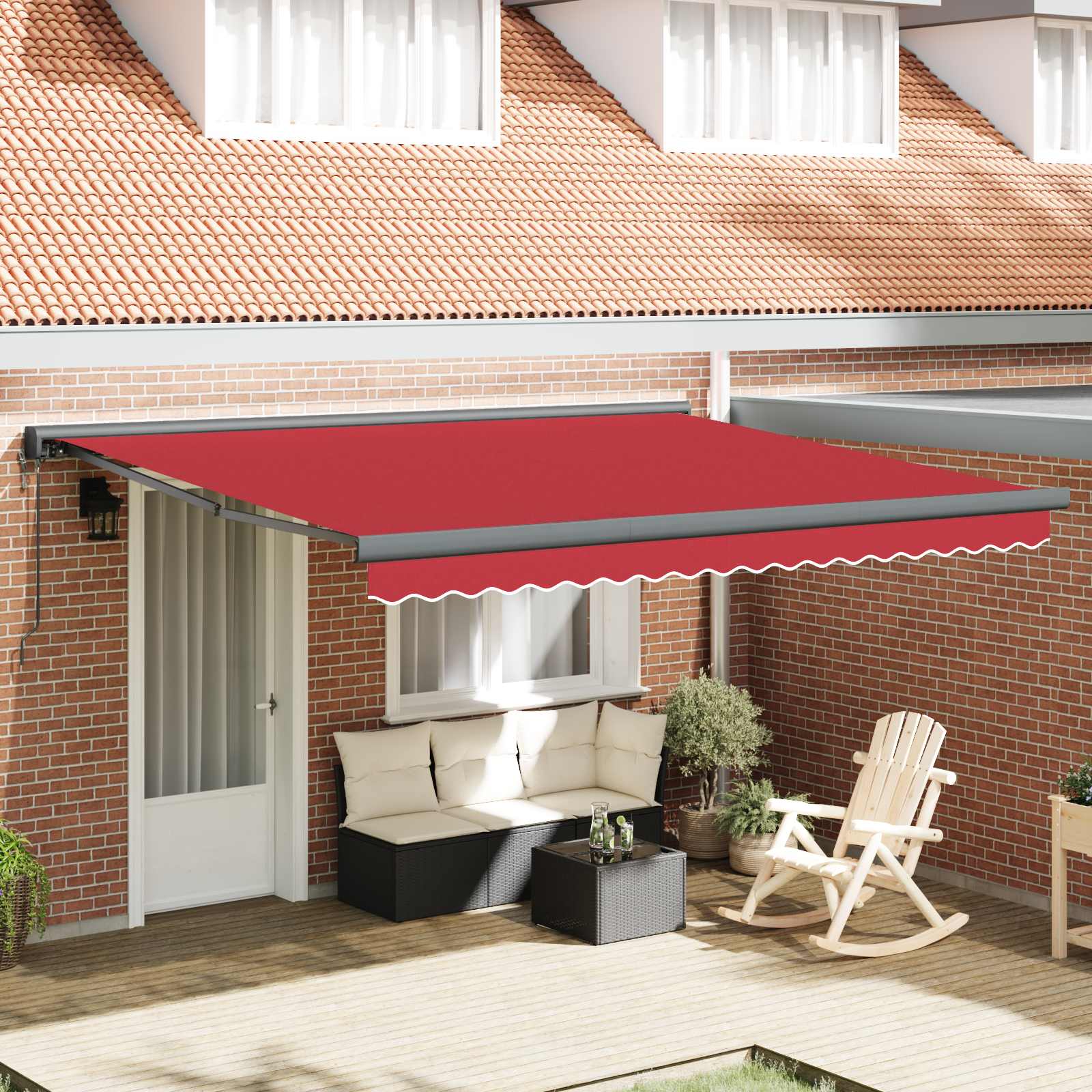 Tenda retrattile Rosso 400 x 300 x 165 cm Tessuto e Metallo | homemem39