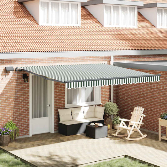 Tenda retrattile Verde e Bianco 400 × 300 cm | homemem39