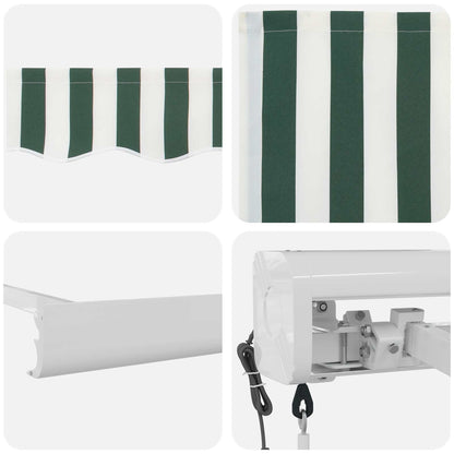 Tenda retrattile Verde e Bianco 400 × 300 cm Tessuto e Metallo | homemem39