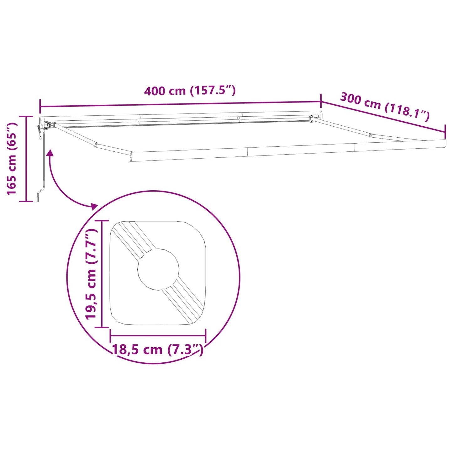 Tenda retrattile Verde e Bianco 400 × 300 cm Tessuto e Metallo | homemem39