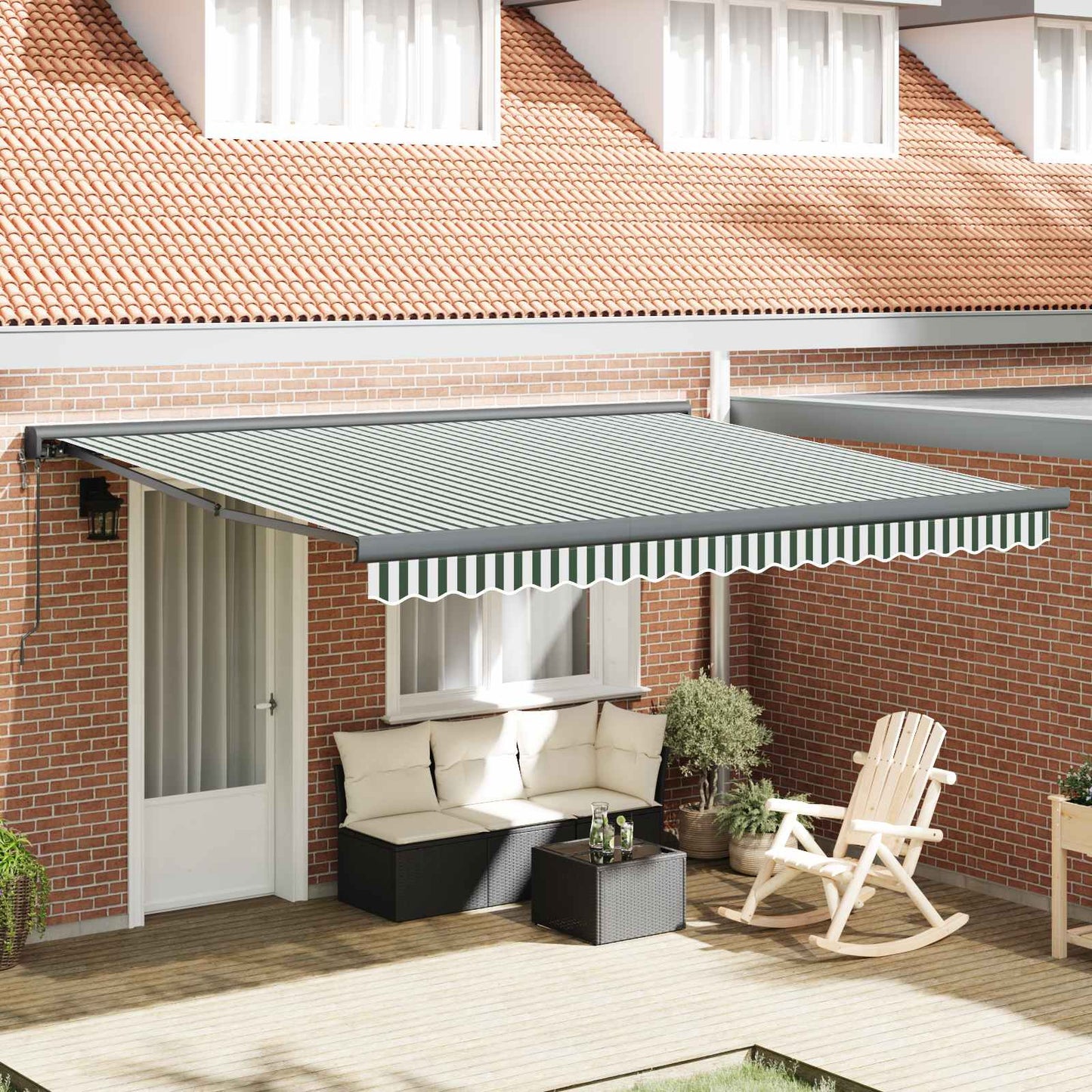 Tenda retrattile Verde e Bianco 400 x 300 x 165 cm | homemem39