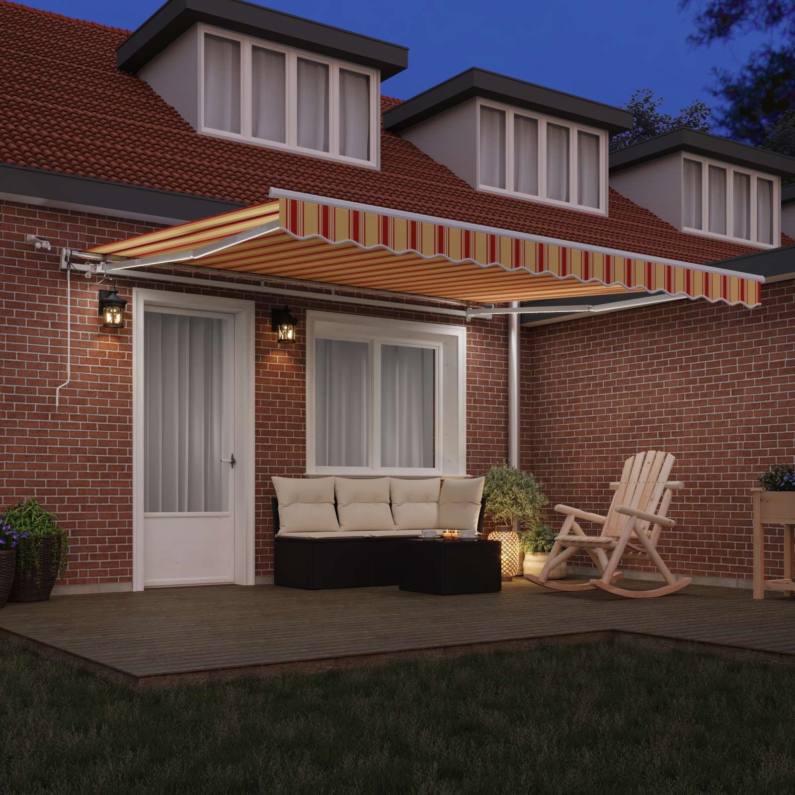 Tenda retrattile Giallo e Arancione 400 × 350 cm Poliestere | homemem39