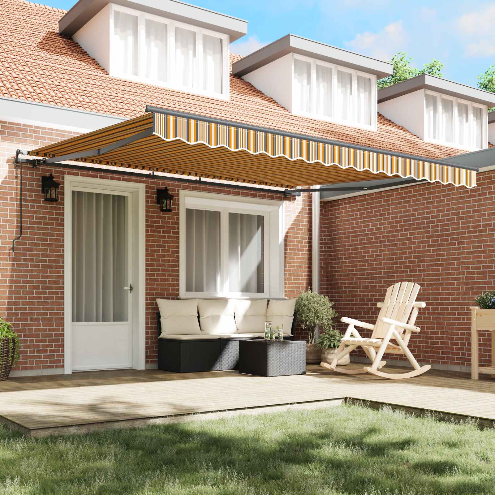 Tenda retrattile Multicolore 400 × 350 cm Tessuto e Alluminio | homemem39