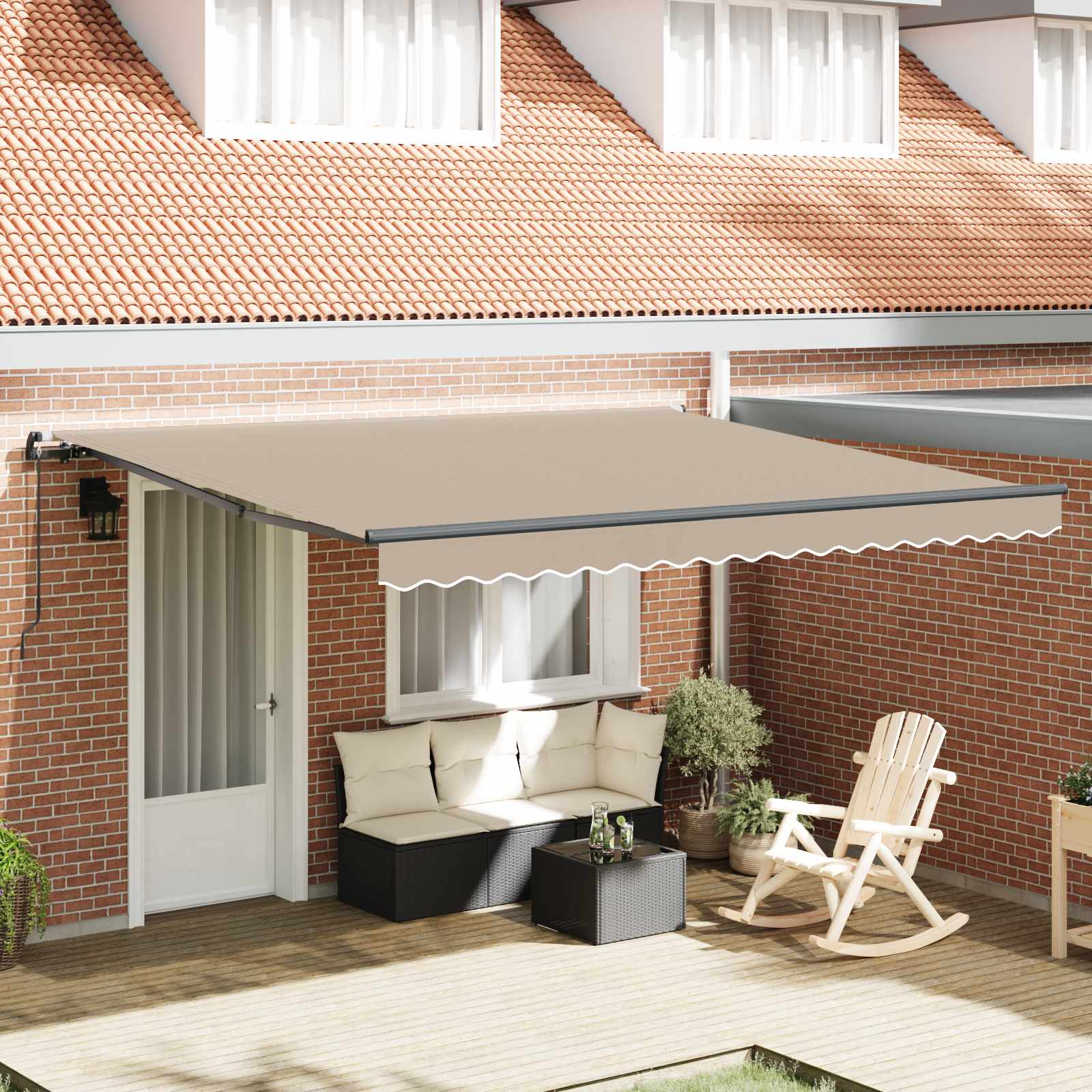 Tenda retrattile Beige 400 × 350 cm Poliestere e Alluminio | homemem39