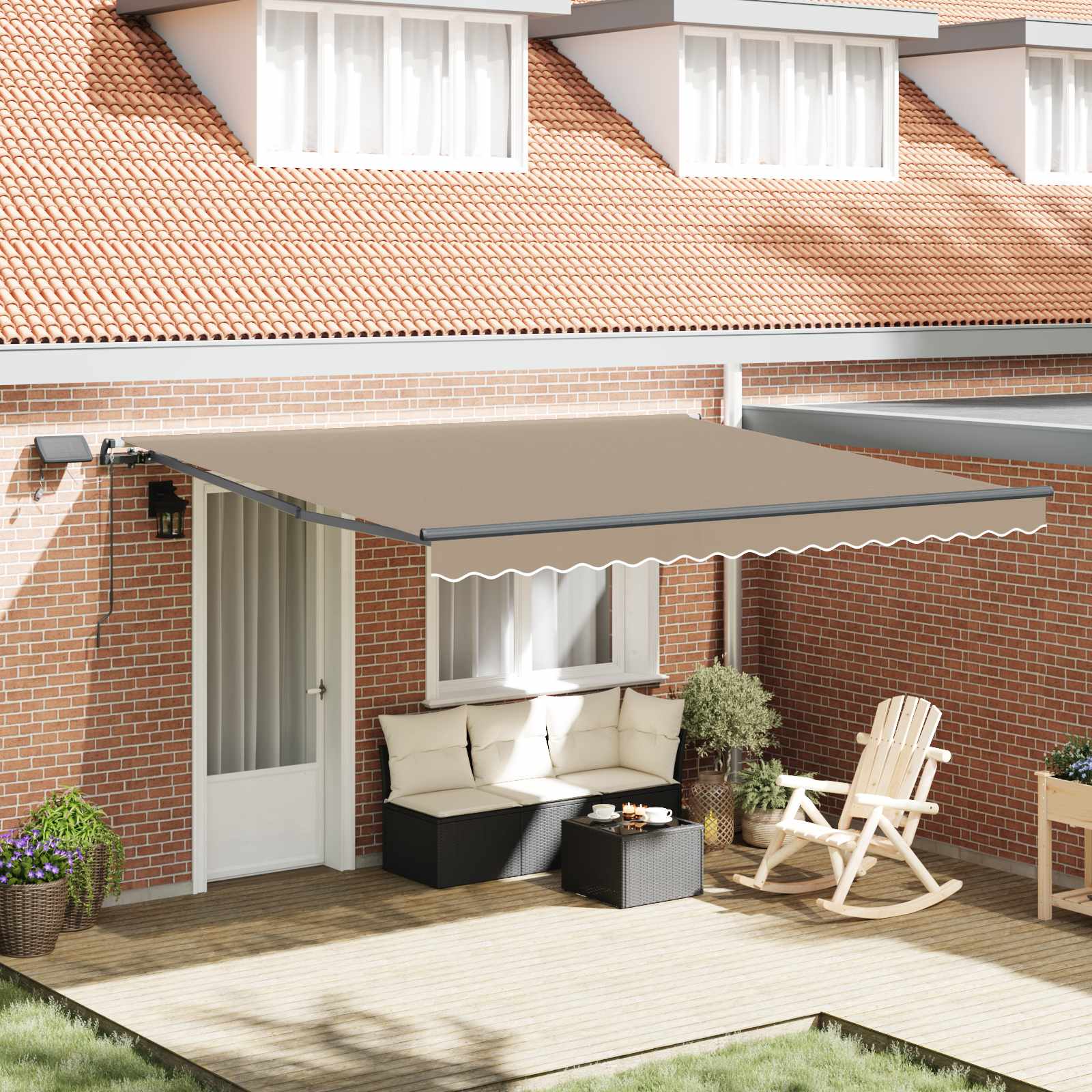 Tenda retrattile Beige 400 × 350 cm Tessuto e Alluminio | homemem39