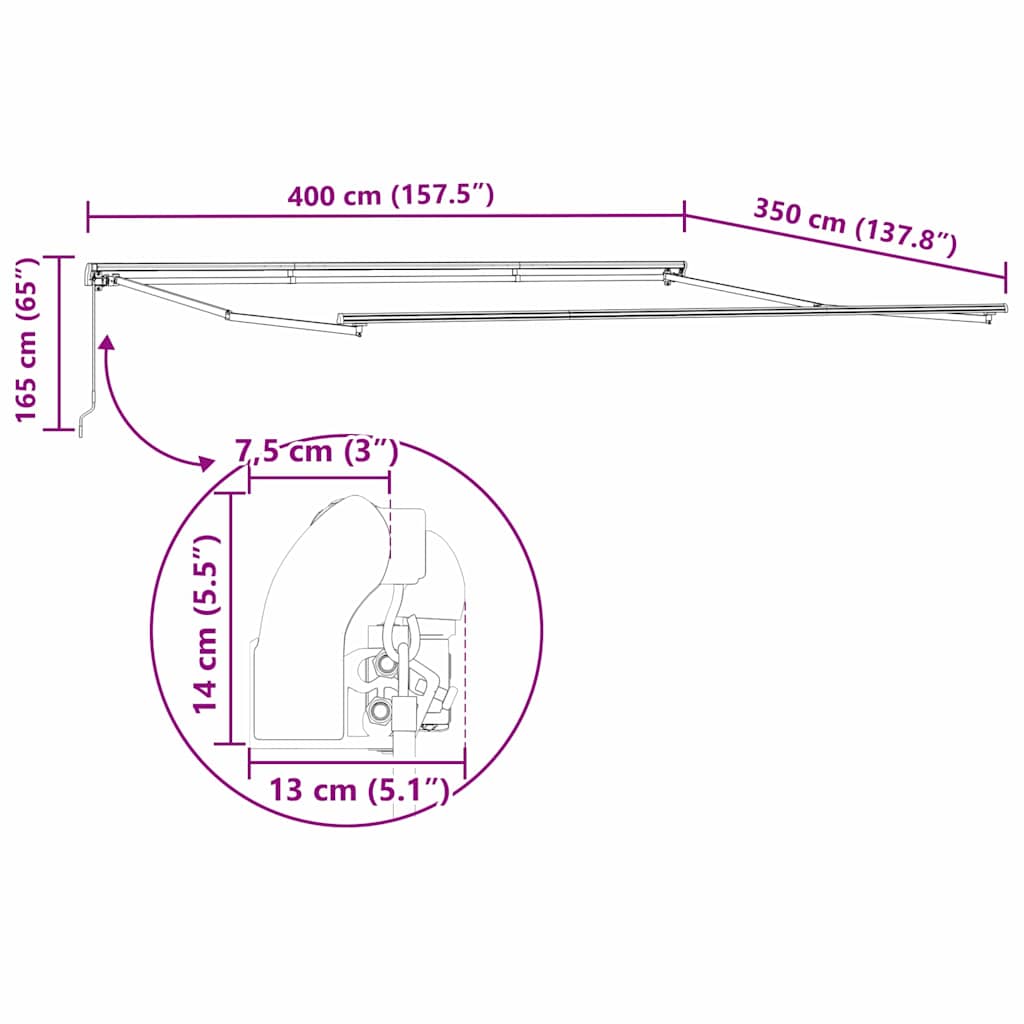 Tenda Retrattile Rosso 400 × 350 cm Tessuto e Metallo - homemem39