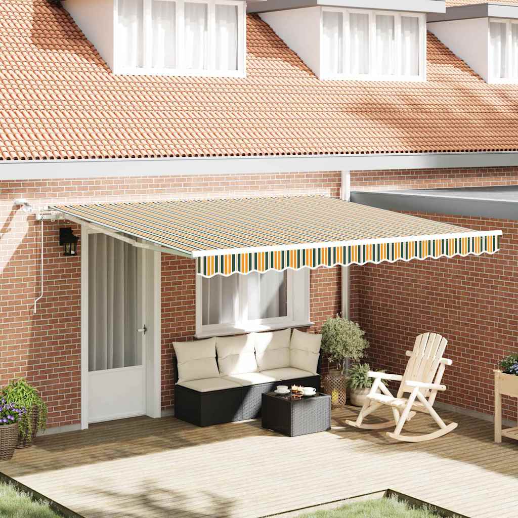 Tenda retrattile Verde e Giallo 400 × 350 cm Poliestere | homemem39