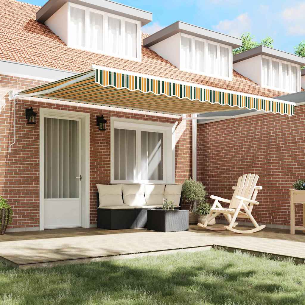 Tenda Retrattile Verde e Bianco 400 × 300 cm Tessuto e acciaio | homemem39