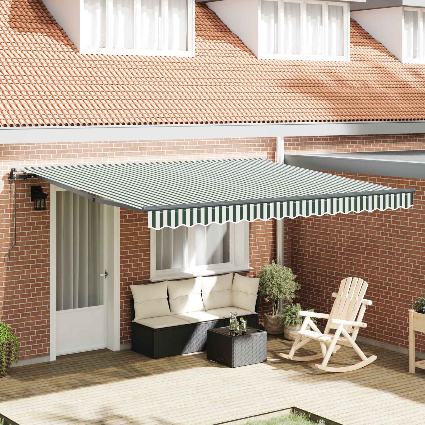 Tenda Retrattile Verde e Bianco 400 × 350 cm | homemem39