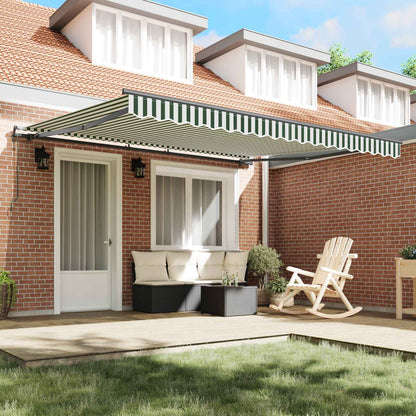 Tenda Retrattile Verde e Bianco 400 × 350 cm | homemem39