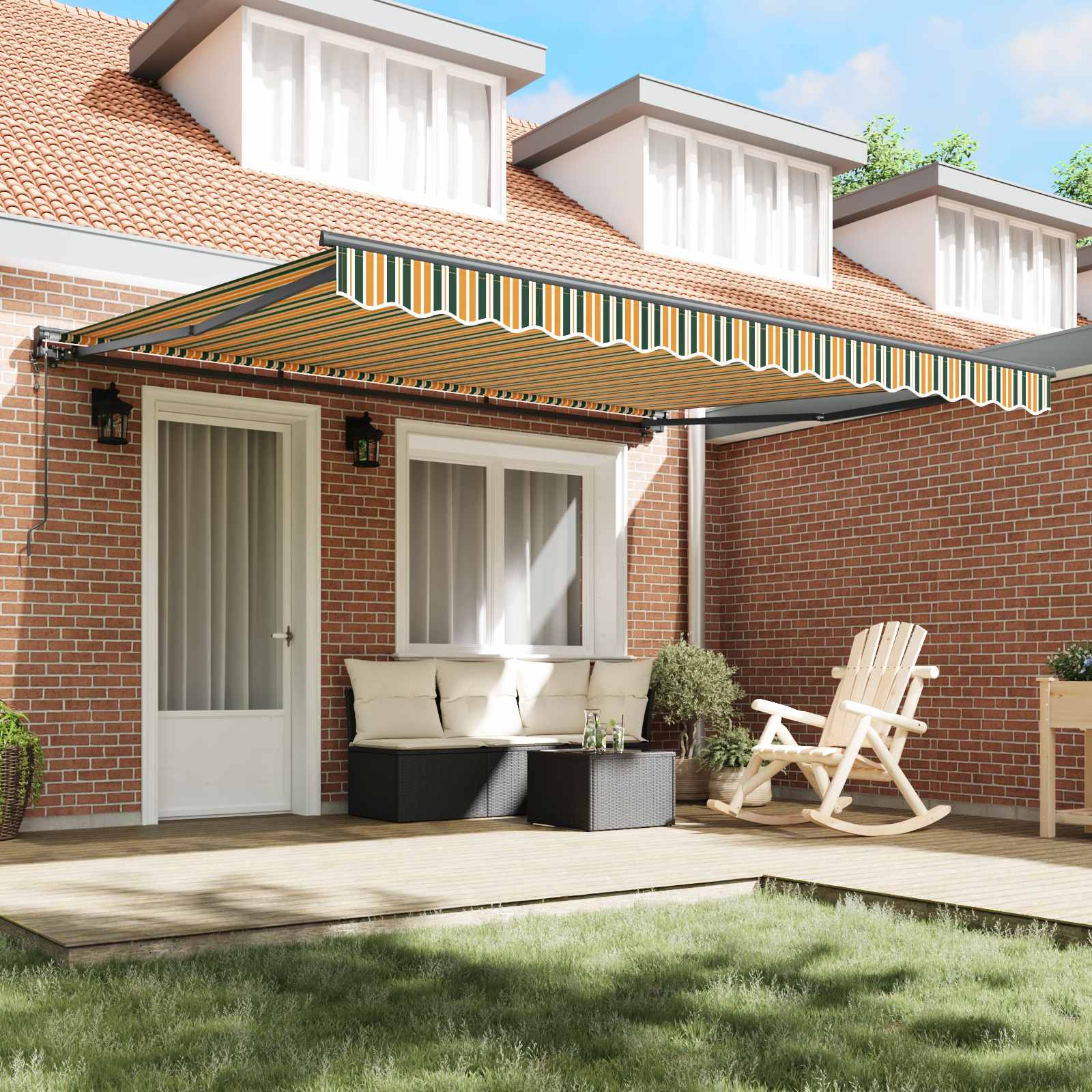 Tessuto per Tenda con Verde e Bianco 400 × 350 cm Poliestere | homemem39