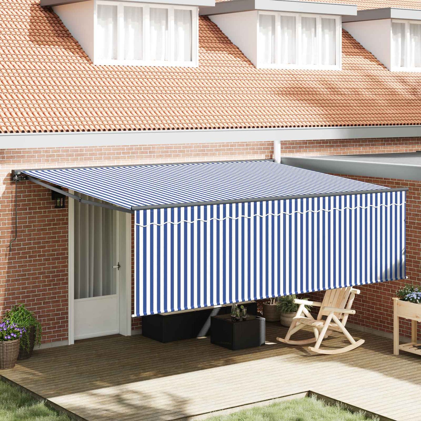 Tenda Retrattile Blu e Bianco 400 × 300 cm