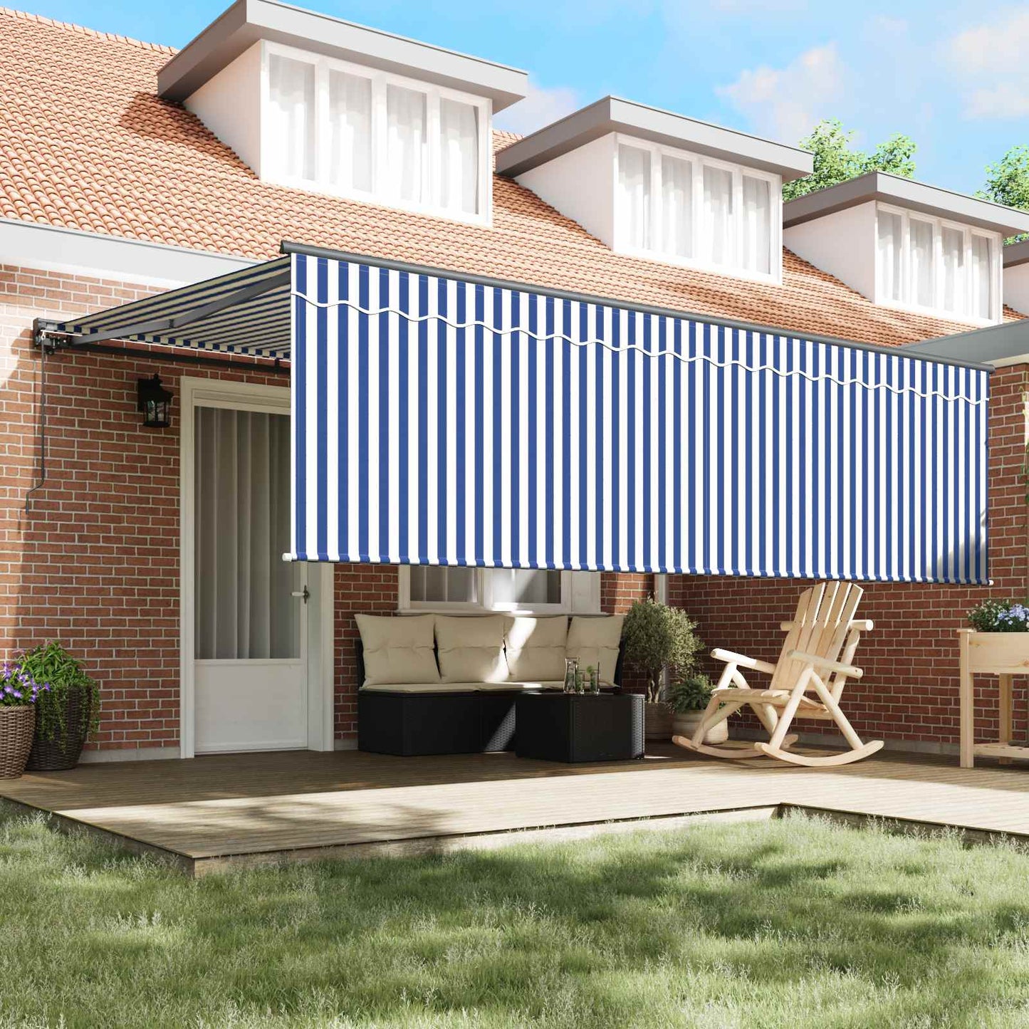 Tenda Retrattile Blu e Bianco 400 × 300 cm | homemem39