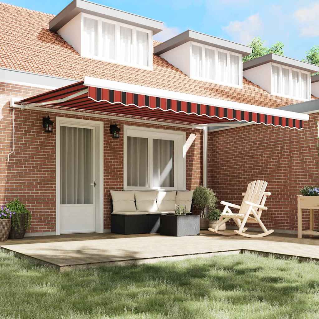Tenda Retrattile Rosso e Nero 450 × 300 cm Tessuto e Metallo | homemem39