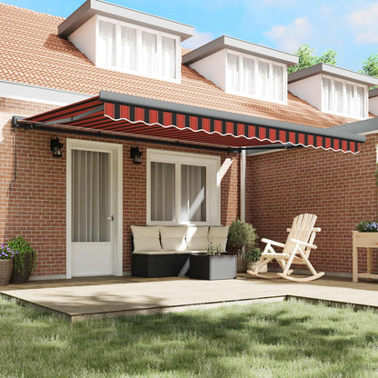 Tenda Retrattile Rosso e Nero 450 × 300 cm Tessuto e Metallo | homemem39