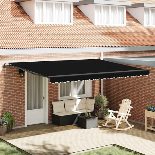 Tenda Retrattile Nero 450 ×300 cm Tessuto - homemem39