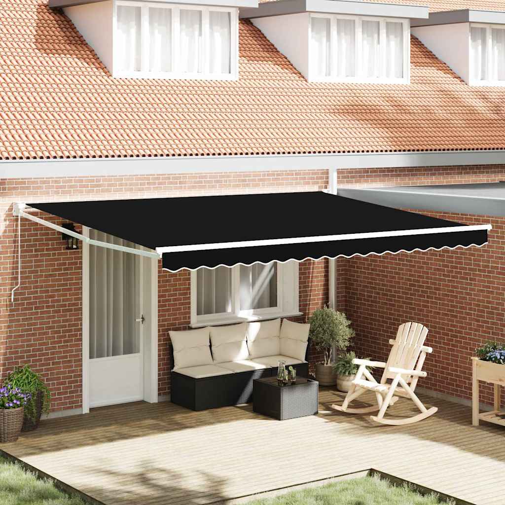 Tenda Retrattile Nero 450 × 300 cm Poliestere e Metallo - homemem39