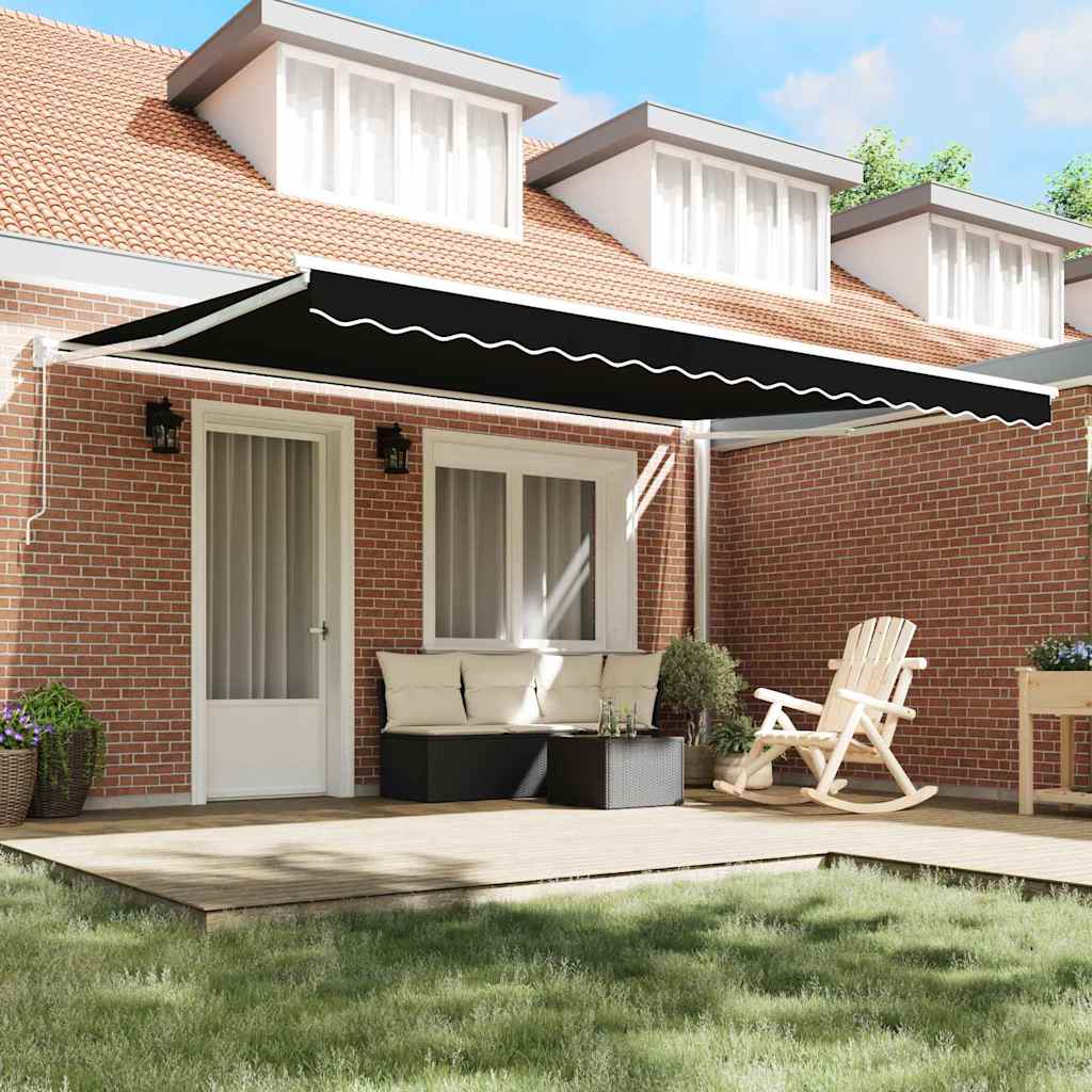 Tenda Retrattile Nero 450 × 300 cm Poliestere e Metallo - homemem39