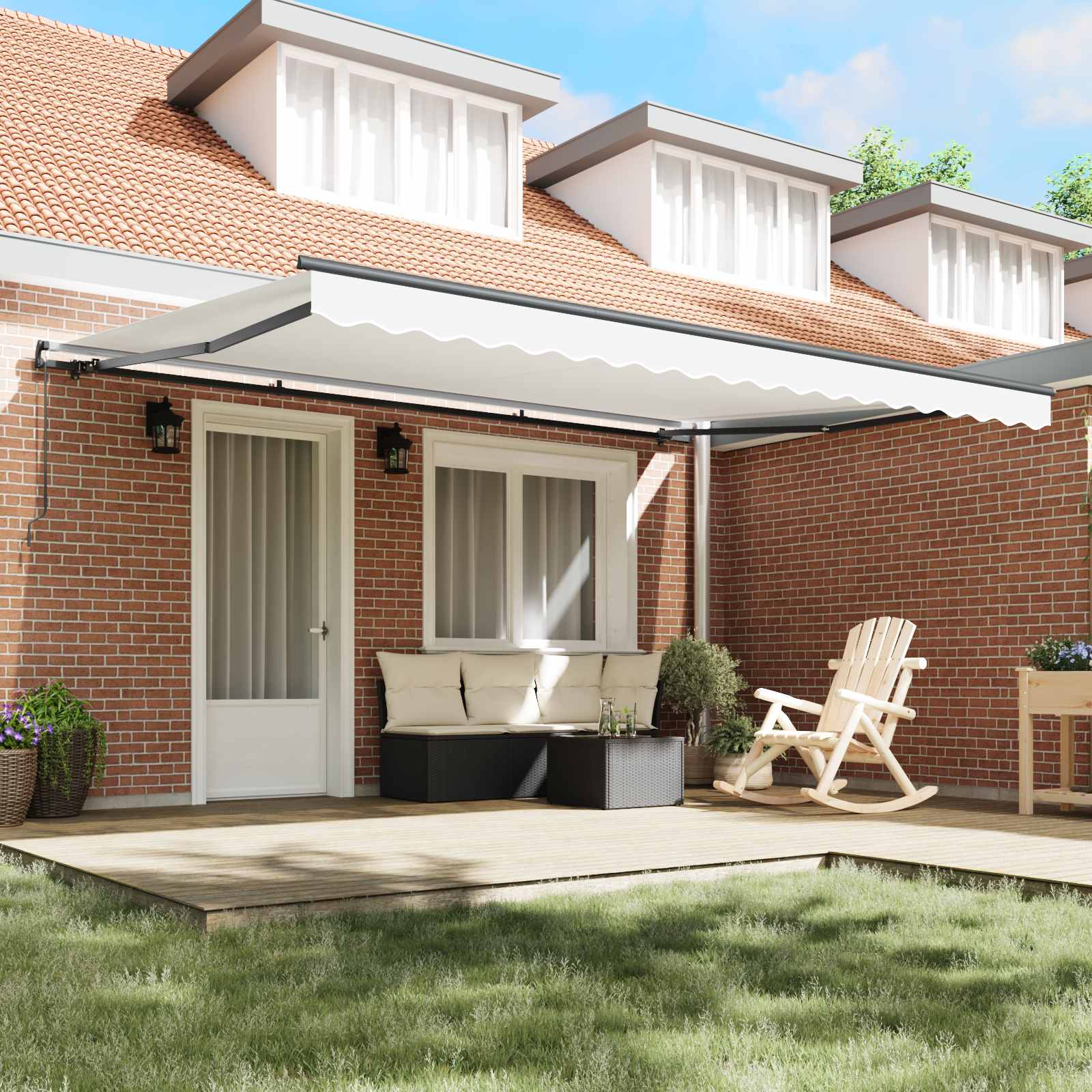 Tenda retrattile Bianco 450 × 300 cm Poliestere e Alluminio | homemem39