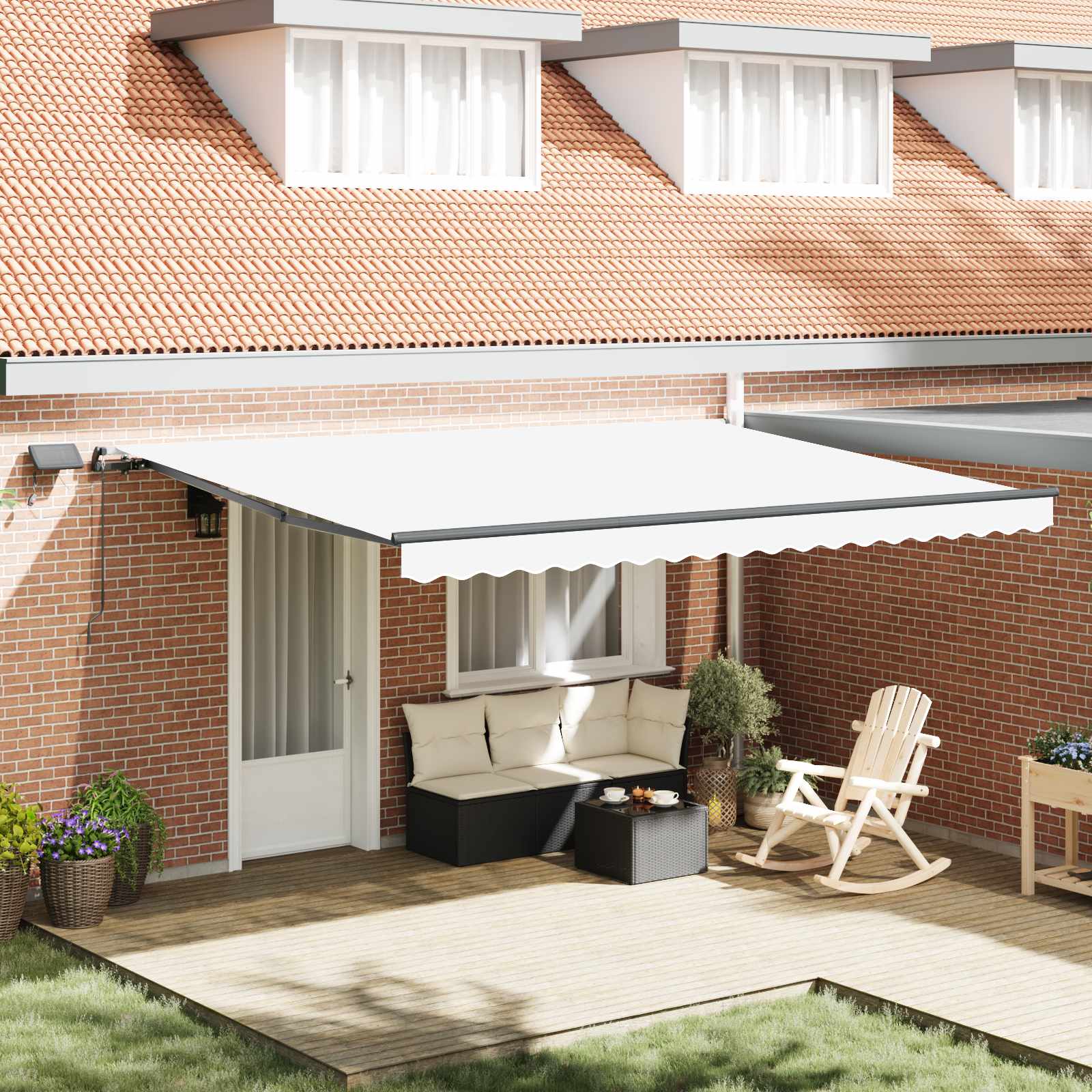 Tenda retrattile Bianco 450 × 300 cm Tessuto e Alluminio | homemem39