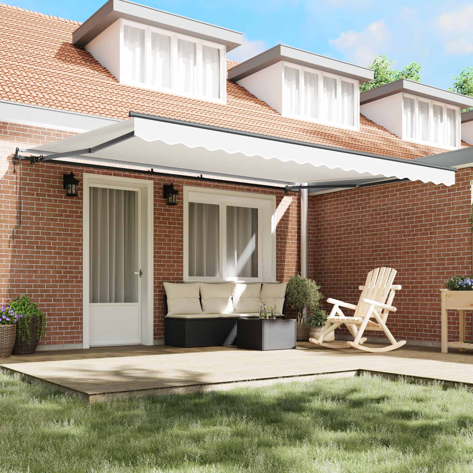 Tenda retrattile Bianco 450 × 300 cm Tessuto e Alluminio | homemem39