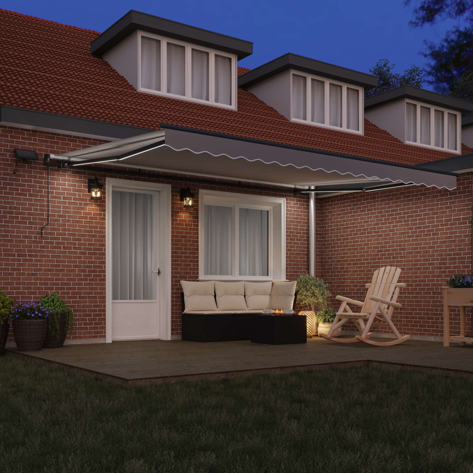 Tenda retrattile Grigio Chiaro 450 × 300 cm Tessuto e Alluminio | homemem39