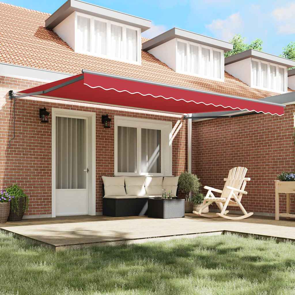 Tenda da Sole Rosso 4,5 × 3 m Poliestere e metallo