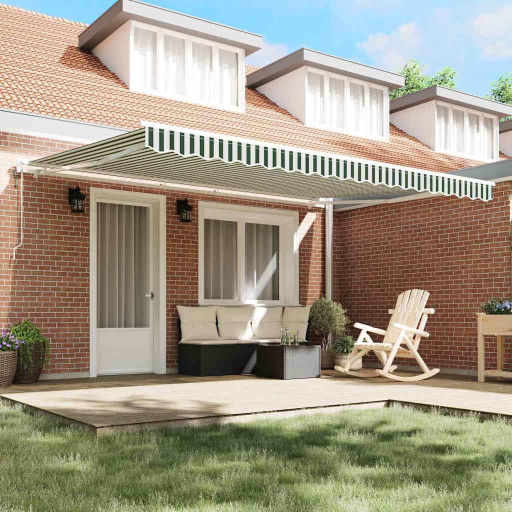 Tenda retrattile Verde e Bianco 450 × 300 cm | homemem39